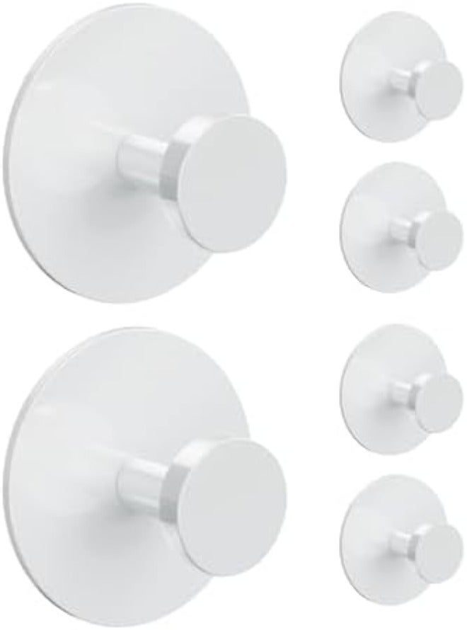 bussdis White Adhesive Wall Hook for Coat and Towel: Extra Sticky 12 LB (Max), Stainless Coat Rack Door Holder Hanger, Heavy Duty - Image 1