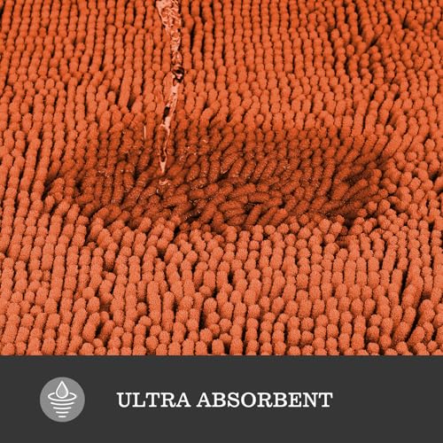 Yeaban Burnt Orange Bathroom Rugs – Thick Chenille Bath Mats | Absorbent and Washable Bath Rug Non-Slip, Plush and Soft Rugs for Bathroom, Shower, Sink - 17" x 24" - Image 4