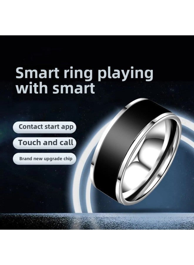 حلقة NFC سوداء بتقنية التكنولوجيا، حلقة بلوتوث متعددة الوظائف تعمل بالطاقة الشمسية، حلقة بطاقة الوصول مقاومة للماء لا تبهت - اللون: [حلقة مقاومة للماء] فضي رقم 9 محيط الإصبع 59.5 مم - Image 2