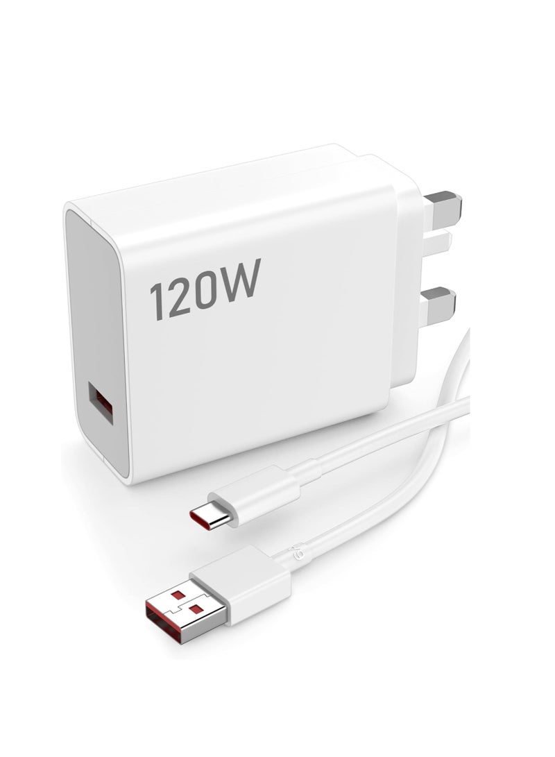 Beauenty For Xiaomi Charger, 120W Hypercharge Fast Wall Charger for Xiaomi 14 13 12 13t 12t 12s Pro Lite Redmi Note K80 K70 K60 K50 12 11 Pro Plus Black Shark 3 4 5 Poco F6 F5 F4 Gt with Mi 3.3ft 3A USB Type - Image 1