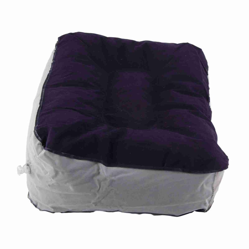 Inflatable Flocking Foot Rest Pillow Travelling Flight Relax Cushion With Air Pump(Gray Blue) - Image 2