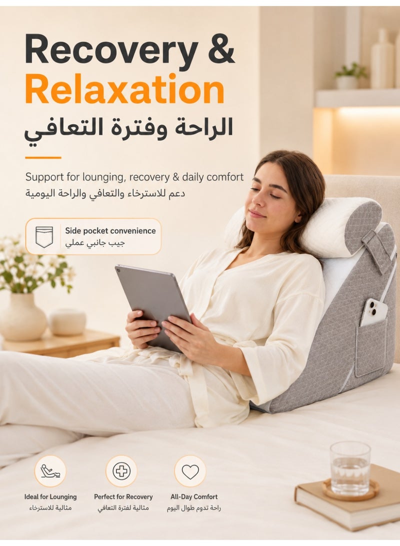 Three sheep 3PCS Orthopedic Bed Wedge Pillow Set, Triangle Adjustable Support Pillow, Memory Foam Wedge Pillows, Adjustable Wedge Pillow (White) - Image 2