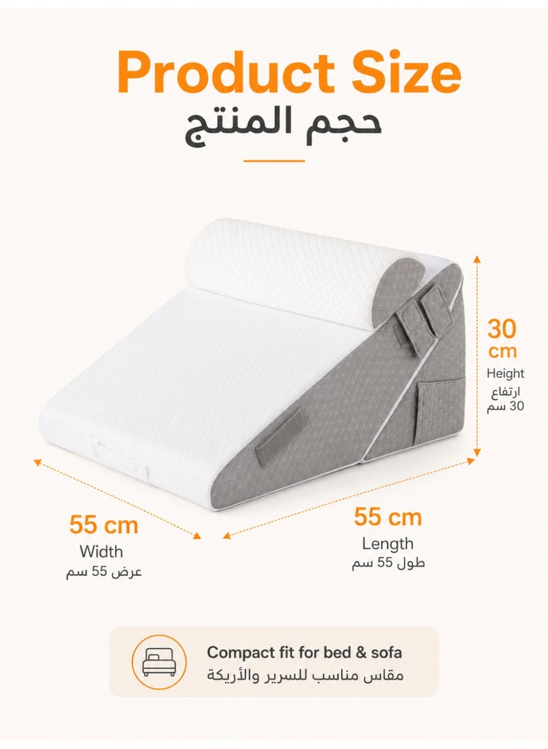 Three sheep 3PCS Orthopedic Bed Wedge Pillow Set, Triangle Adjustable Support Pillow, Memory Foam Wedge Pillows, Adjustable Wedge Pillow (White) - Image 3
