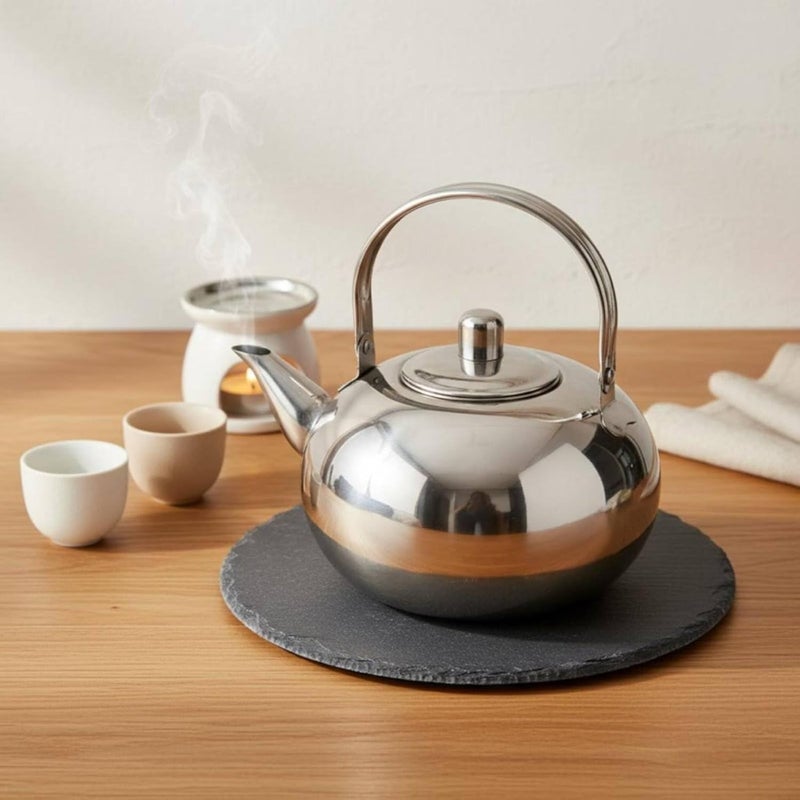 Stainless Steel Teapot Mirror Polished Teapot with Strainer Thickened Stainless Steel Tea Pot for Restaurant, Array, Gold, 16cm - Image 2