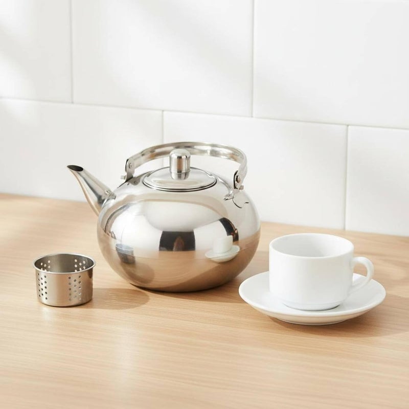 Stainless Steel Teapot Mirror Polished Teapot with Strainer Thickened Stainless Steel Tea Pot for Restaurant, Array, Gold, 16cm - Image 4