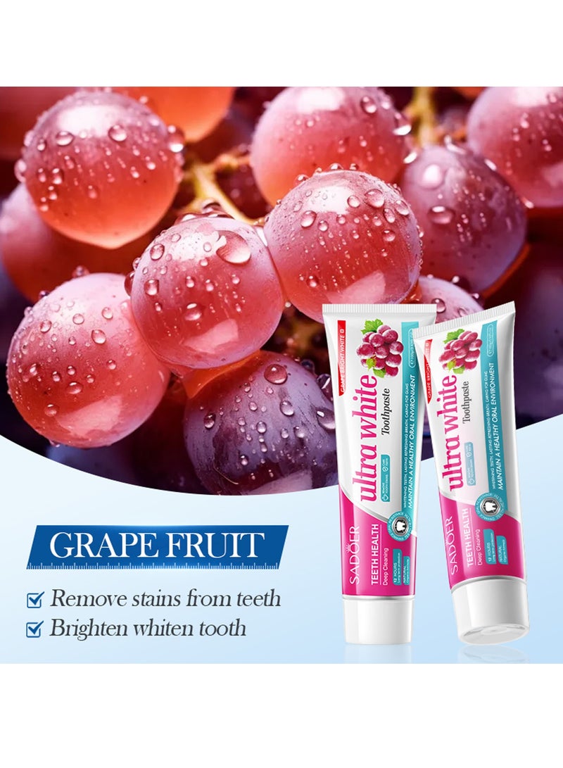 SADOER 100g Ultra White Toothpaste Whitening And Stain Removing Toothpaste Oral White Teeth And Gums Toothpaste with Natural Ingredients Fresh Breath Oral Cleaning Teeth Care Toothpaste Teeth Whitening Toothpaste Grape - Image 2