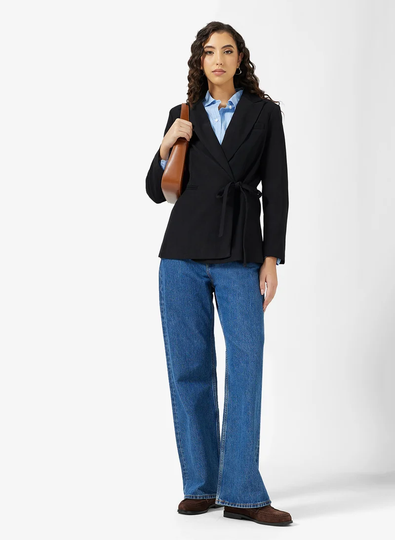 Ginger Oversize Double Breasted Blazer with Tie Up Detail