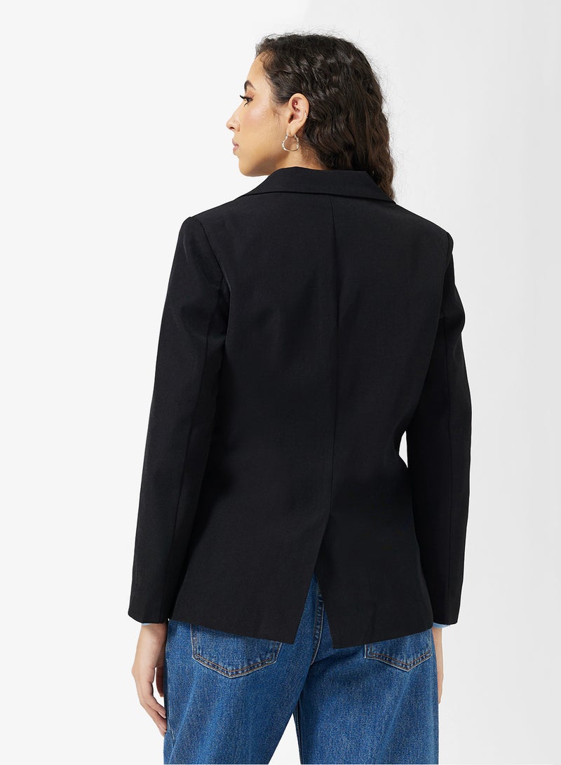 جينجر بليزر واسع بياقة مزدوجة مع تفاصيل ربط - Image 2