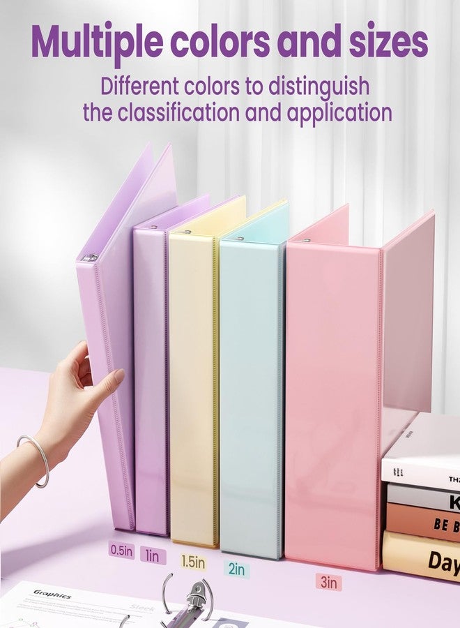 SUNEE 3 Ring Binder 1.5 Inch D Ring, Clear View Binder Three Ring PVC-Free (Fit 8.5x11 Inches) for School or Office Supplies, Purple, 2 Pack - Image 5