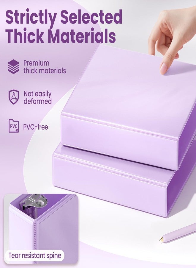 SUNEE 3 Ring Binder 1.5 Inch D Ring, Clear View Binder Three Ring PVC-Free (Fit 8.5x11 Inches) for School or Office Supplies, Purple, 2 Pack - Image 4