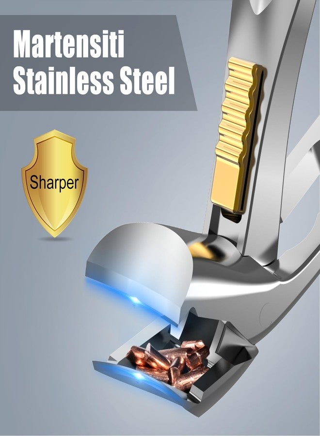 SHINLEA مقص أظافر شينليا لكبار السن ذوي الأظافر السميكة، مقص أظافر احترافي لليدين والقدمين مع ماسك، مجموعة مقص أظافر حادة بفتحة واسعة ومقبض طويل للرجال والنساء، فضي - Image 2