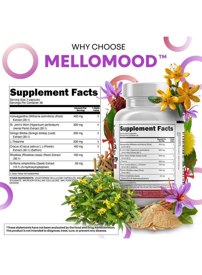 Clean Nutraceuticals Saffron Supplements with Ashwagandha - Mood Support with L-Theanine, Ginkgo Biloba, St. John's Wort, Rhodiola Rosea & 5-HTP - Saffron Pills - Image 4