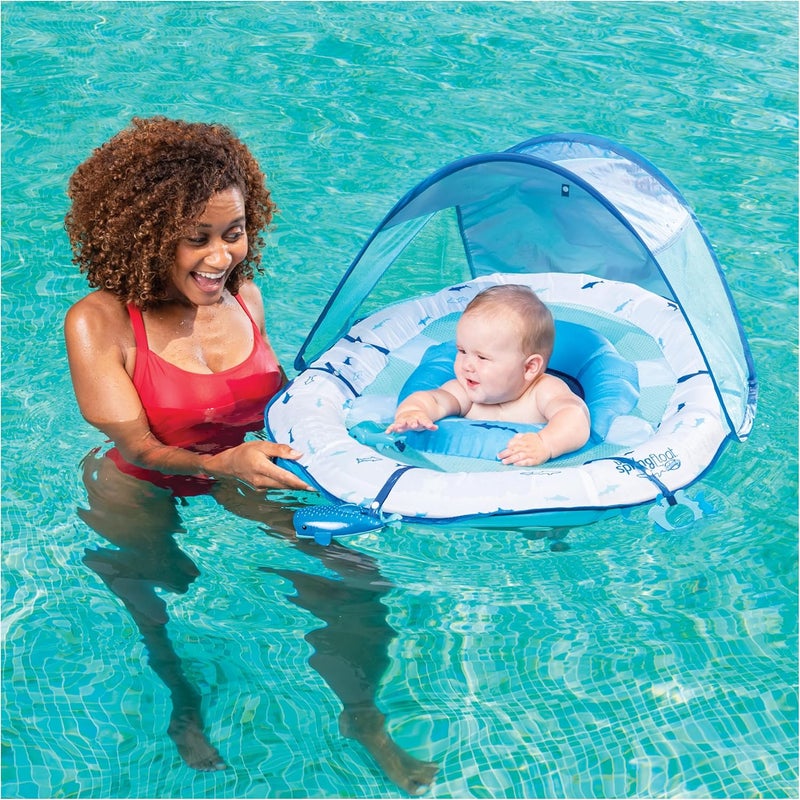 SwimWays Ultra Baby Spring Float, Premium Inflatable Baby Pool Float with Sun Canopy, Fast Inflation & Carry Bag (9-24 Months), Mermaid Toys for Kids - Image 2