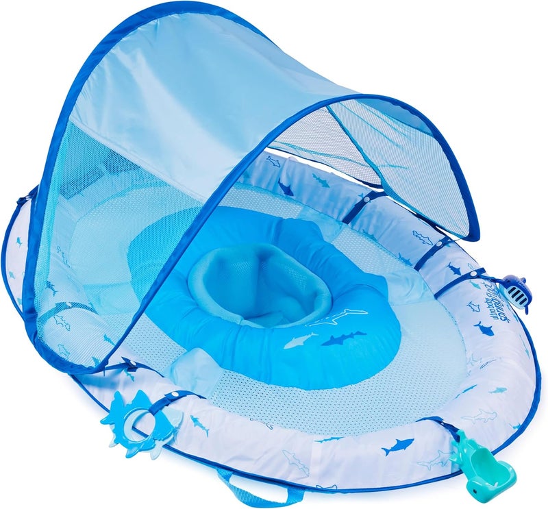 SwimWays Ultra Baby Spring Float, Premium Inflatable Baby Pool Float with Sun Canopy, Fast Inflation & Carry Bag (9-24 Months), Mermaid Toys for Kids - Image 1