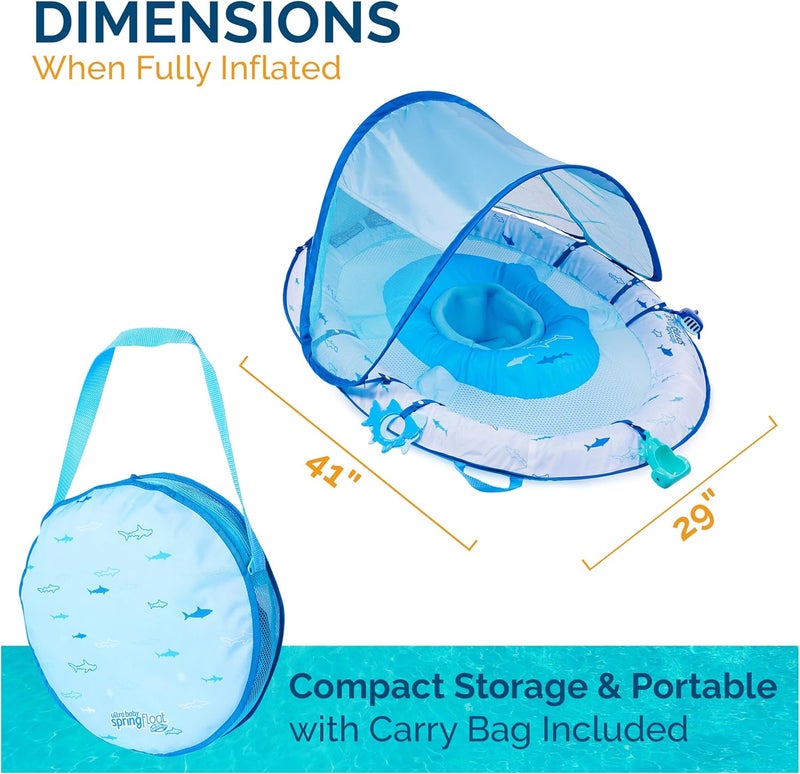 SwimWays Ultra Baby Spring Float, Premium Inflatable Baby Pool Float with Sun Canopy, Fast Inflation & Carry Bag (9-24 Months), Mermaid Toys for Kids - Image 3