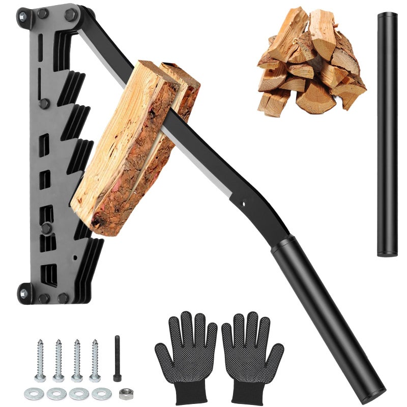 vokoroad Wall Mounted Wood Splitter, 2025 New Lengthened Handle Carbon Steel Kindling Splitter Log Wood Cracker with Dual Handle, Portable Manual FireWood Kindling Splitter for Soft Wood Indoor or Outdoor - Image 1