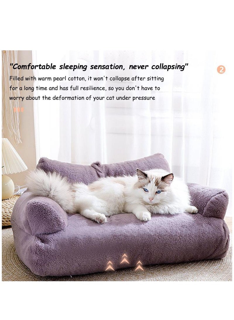 Arabest Pet Couch Bed, Washable Cat Beds for Medium Small Dogs & Cats up to 25 lbs, Durable Dog Beds with Non-Slip Bottom, Fluffy Cat Couch - Image 2
