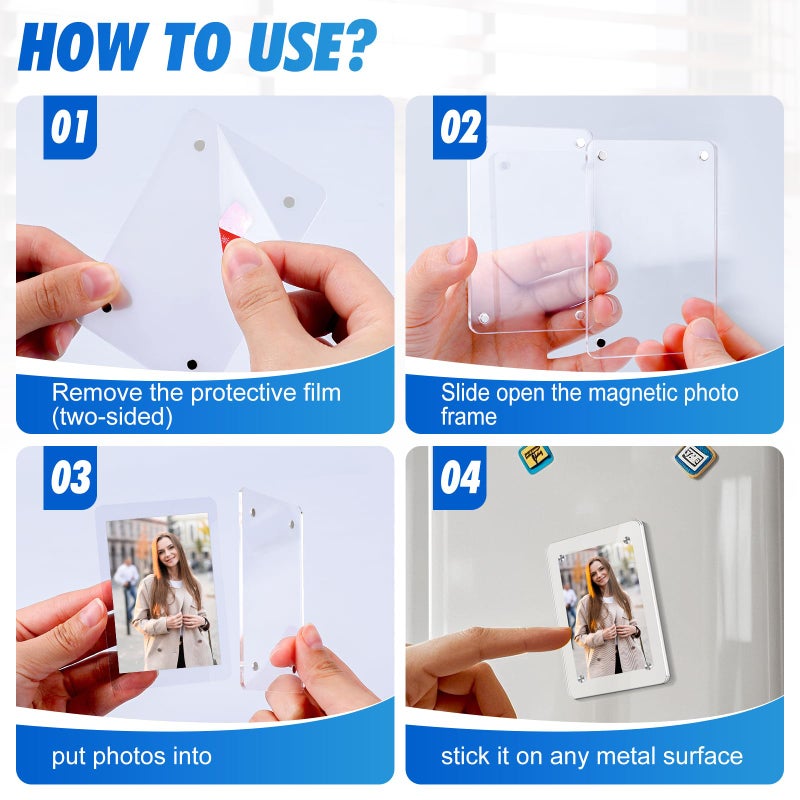 ESRICH 25 Pack-Acrylic Fridge Magnetic Frame, Mini Picture Frames, Double Sided Photo Magnet Frames for Refrigerator,Mini Clear Picture Frame, Gifts (2.36 x 3.54Inch) - Image 3