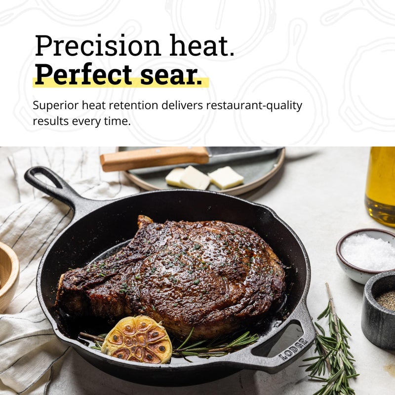 Lodge Pre-Seasoned Cast Iron Skillet for Indoor and Outdoor Use. Induction Frying Pan. Oven, Grill and Metal Utensil Safe Skillet Frying Pan with Pouring Lips. Made in the USA. 26 cm/10.25 inch - Image 5