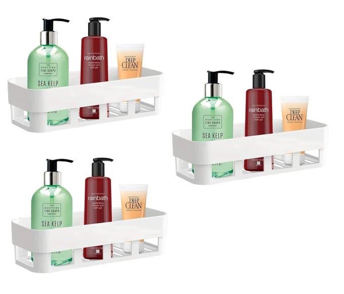 MULTIPURPOSE KITCHEN BATHROOM SHELF WALL HOLDER STORAGE RACK SUPER ADHESIVE BATHROOM SHOWER ORGANIZER RACK SHELF 3