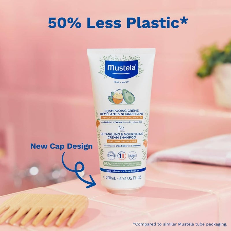 Mustela Detangling & Nourishing Cream Shampoo - Natural Shea Butter & Avocado - Curly & Frizzy Hair - Dermatologist-tested & safe for Babies and Kids - 6.76 US Fl. Oz. - Image 5
