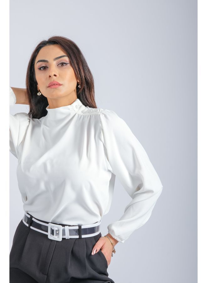 لندونيلا بلوزة من الساتان - أبيض - 100191 - Image 5