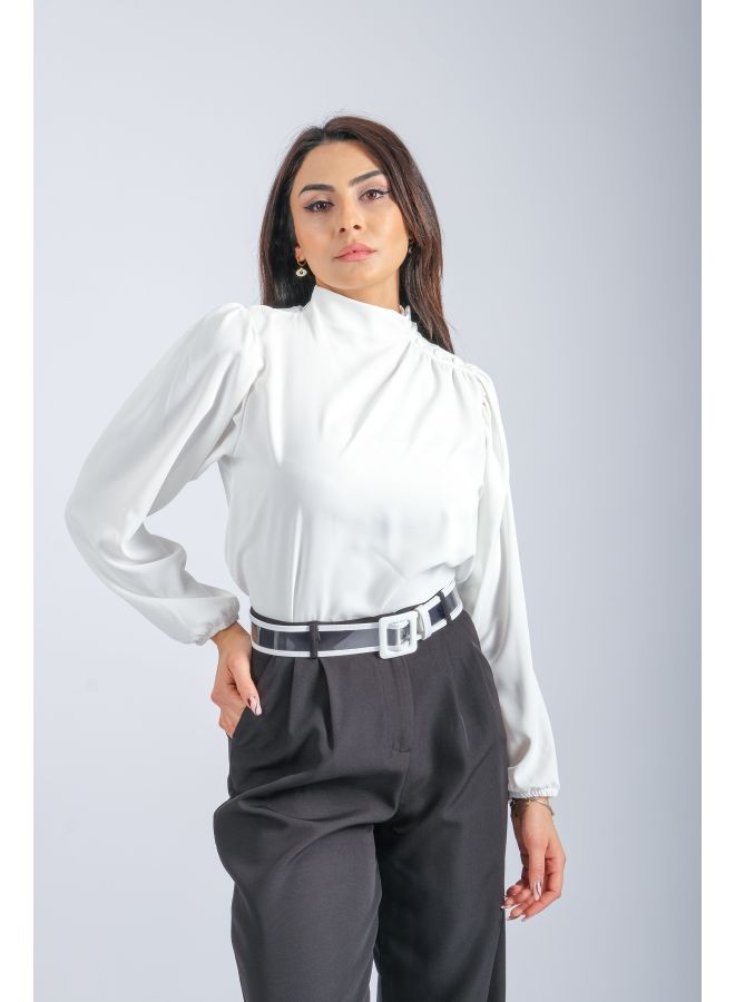 لندونيلا بلوزة من الساتان - أبيض - 100191 - Image 4