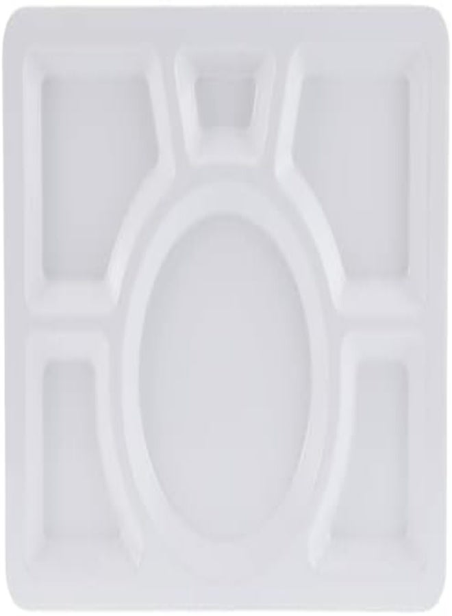 AKDC Dinewell Rectangular 6 Partition (Mess Tray), White, Dwhp3142W - Image 4