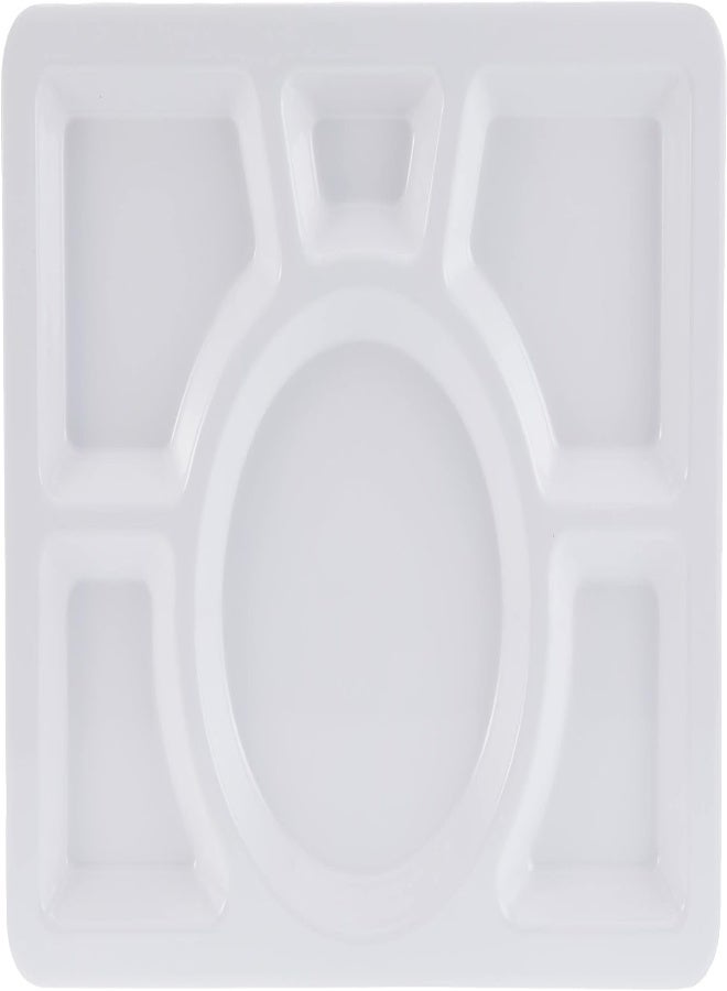 AKDC Dinewell Rectangular 6 Partition (Mess Tray), White, Dwhp3142W - Image 5