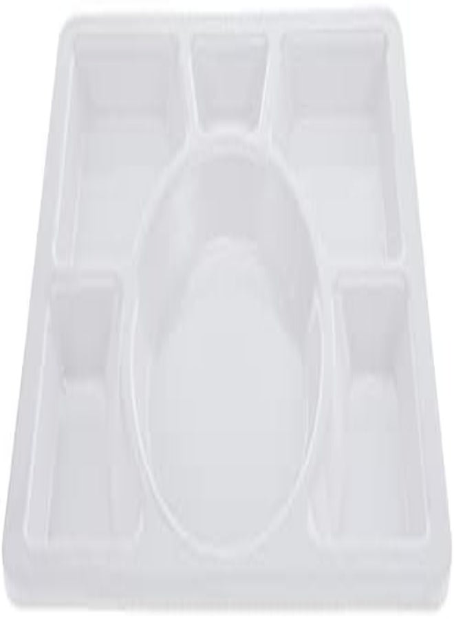 AKDC Dinewell Rectangular 6 Partition (Mess Tray), White, Dwhp3142W - Image 3