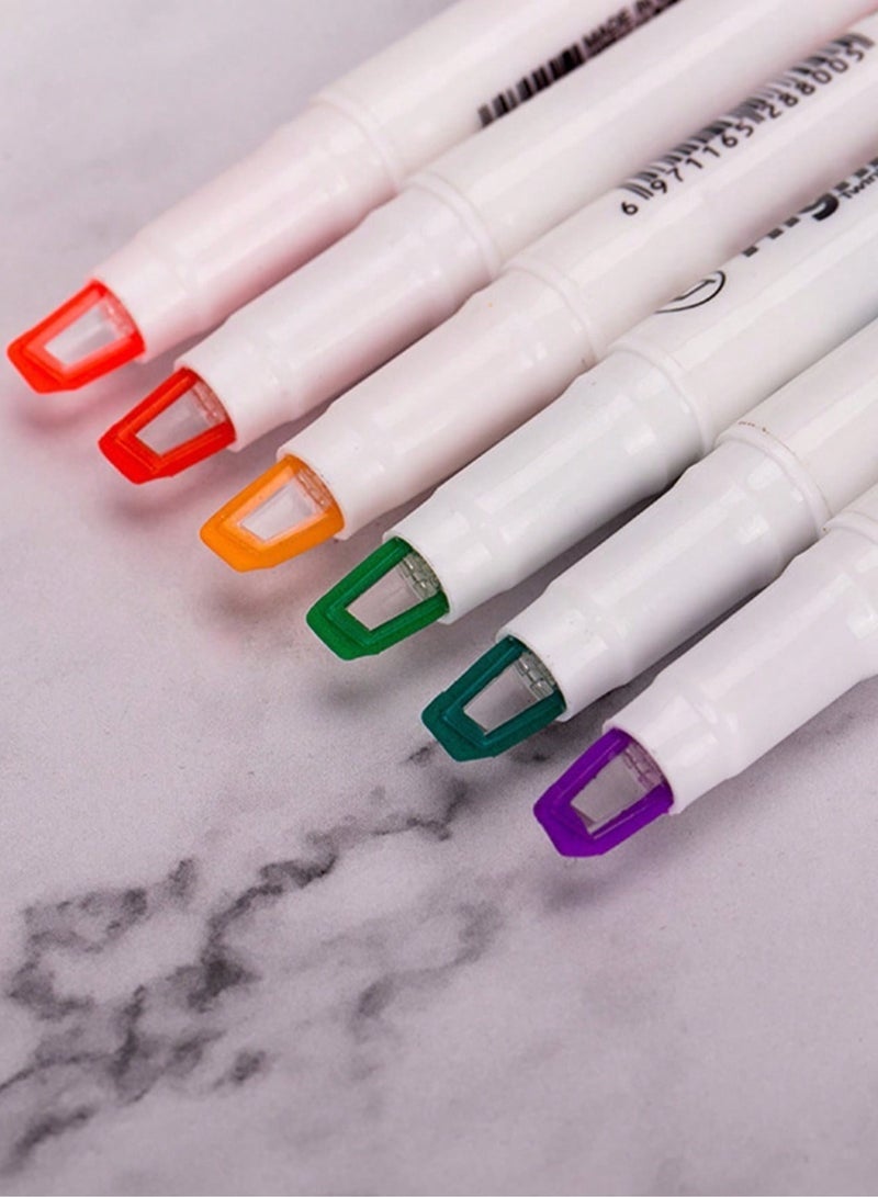6-Pack Double-Ended Luminous Highlighter Markers – Macaron Colors, See-Through Chisel & Fine Tip, Visible Window Design for Precise Highlighting, Quick-Dry, Water-Based, Perfect for Journaling & School Supplies - Image 5