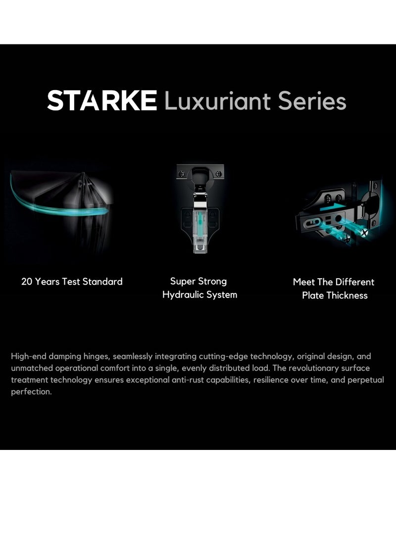 STARKE Pack of 4 Full Over Lay Soft Close Fast Mounted 1 Section Force Buffering Hinge - Silver, 105 Degree Opening Angle, 14-22 mm Application, Protective Cover & Screws included.  - Image 5