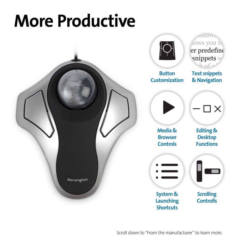 Kensington Orbit Trackball Mouse (K64327F), Silver/Black - Image 5