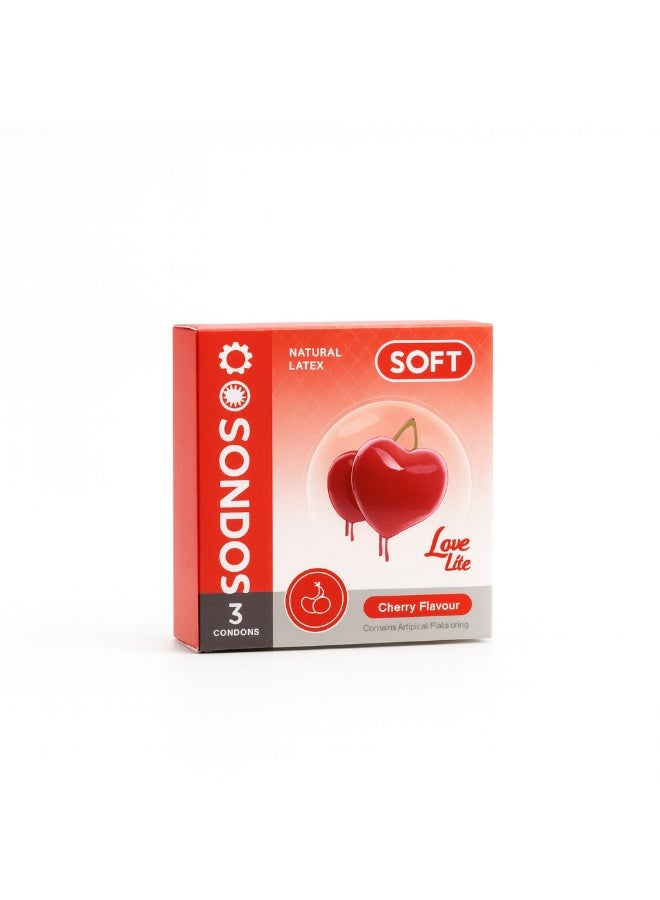 واقي ذكري سوفت نكهة الكريز – لاتكس طبيعي – 3 قطع | حماية وأمان مع ترطيب ونكهة مميزة