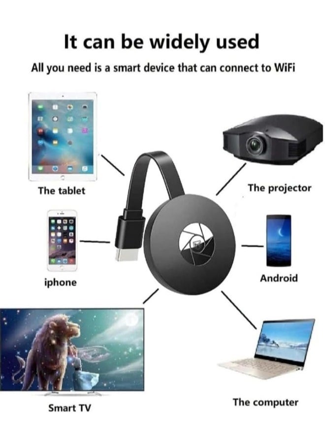 ماركة غير محددة - دونجل عرض لاسلكي HDMI بدقة 4K – متوافق مع ميراكاست، واي فاي، مستقبلات التلفزيون، جهاز العرض، ويندوز، يدعم اير بلاي وكرومكاست - Image 1