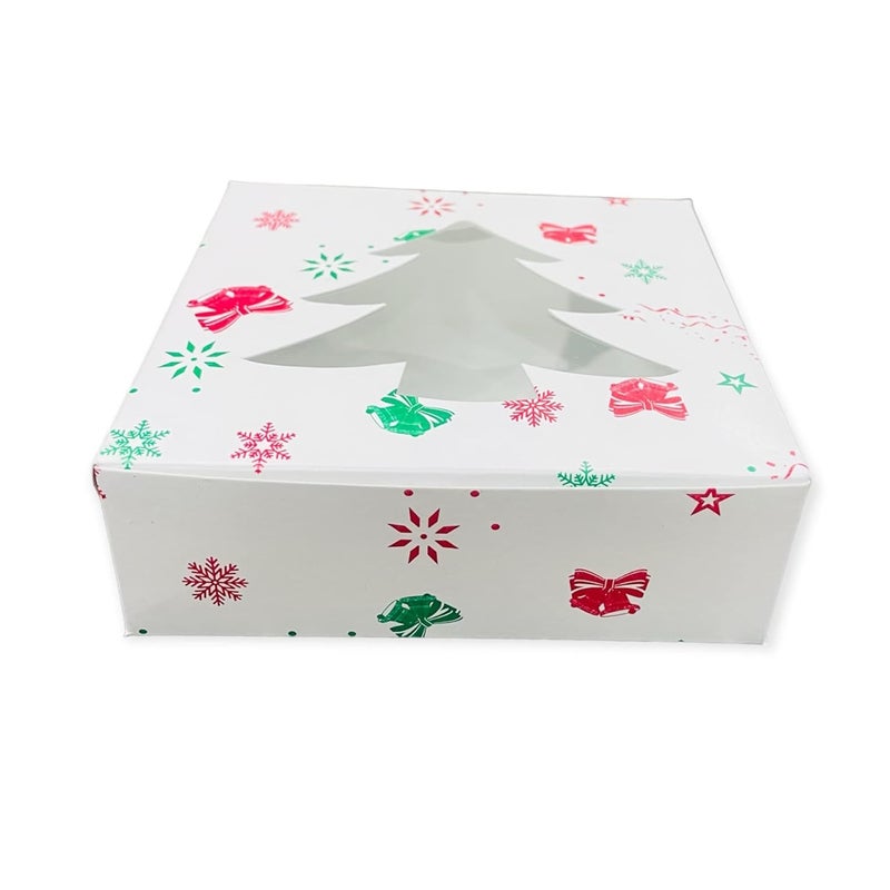 BIG BOX صندوق كبير 20 قطعة لعيد الميلاد 6 × 6 × 2 بوصة لصندوق هدايا المخبوزات لحفلة عيد الميلاد المفضلة للحلويات الكعك البسكويت البراونيز الدونات هدايا - Image 5
