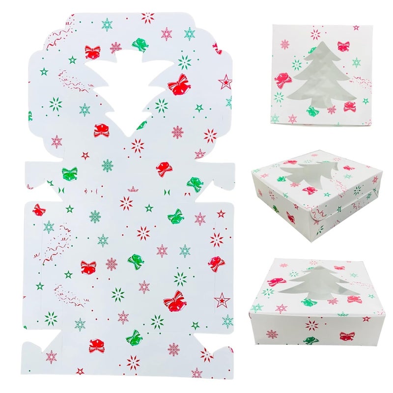 BIG BOX صندوق كبير 20 قطعة لعيد الميلاد 6 × 6 × 2 بوصة لصندوق هدايا المخبوزات لحفلة عيد الميلاد المفضلة للحلويات الكعك البسكويت البراونيز الدونات هدايا - Image 1