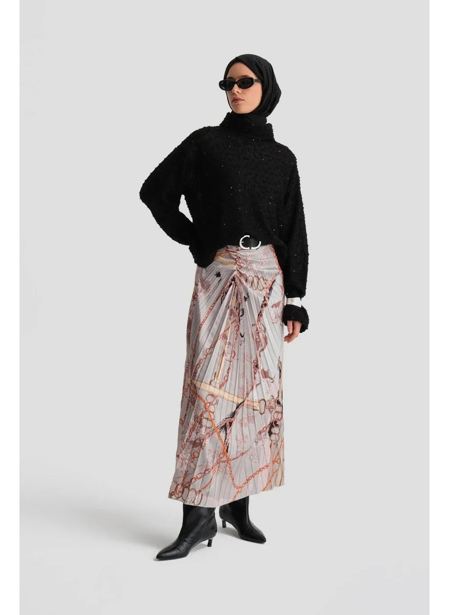 ARMINE Vertical Gathered Patterned Skirt 24K1711 Mink