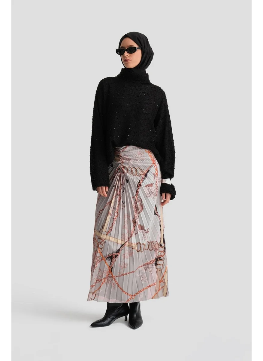 ARMINE Vertical Gathered Patterned Skirt 24K1711 Mink