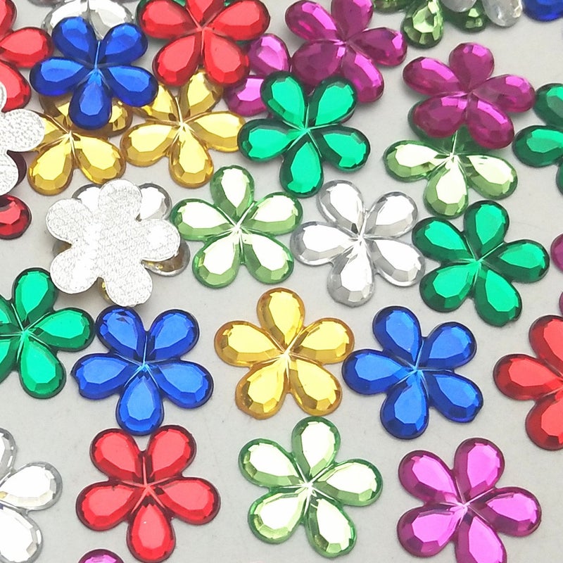 Dandan DIY 100pcs Colorful Mix Lots 13mm05 Shiny Rhinestone Acrylic Flowers Flatback Resin Buttons Flatback Resin DIY Craft Flowers Phonecover Cards Craft Scrapbooking Mix Colors - Image 3