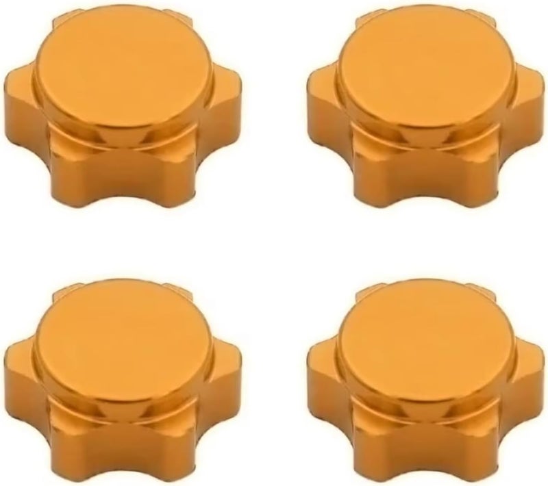 قطع غيار إصلاح ألعاب التحكم عن بعد لـ HSP و Axial و HPI و Himoto لشاحنة الطرق الوعرة 1/8 RC، 4 قطع من صامولة العجلة السداسية الألومنيوم بغطاء ناعم موديل 17 ملم (أصفر) - Image 1