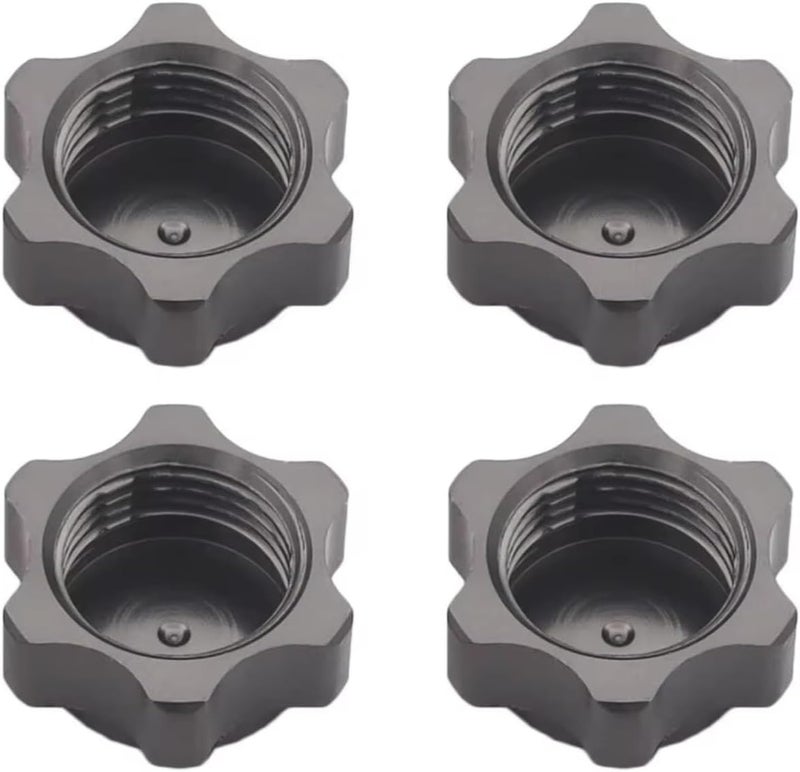 قطع غيار إصلاح ألعاب التحكم عن بعد لـ HSP و Axial و HPI و Himoto لشاحنة الطرق الوعرة 1/8 RC، 4 قطع من صامولة العجلة السداسية الألومنيوم بغطاء ناعم موديل 17 ملم (أصفر) - Image 2