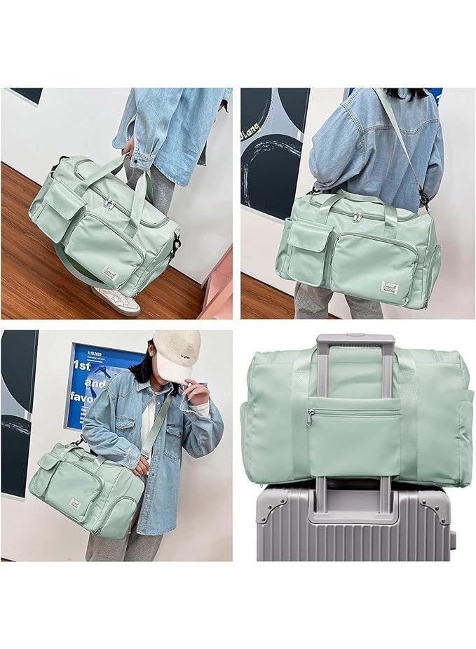 Waterproof Gym & Travel Duffel Bag | Sports Bag with Shoe Compartment & Wet Pocket for Fitness, Travel & Weekend Trips (Mint Green) - Image 2