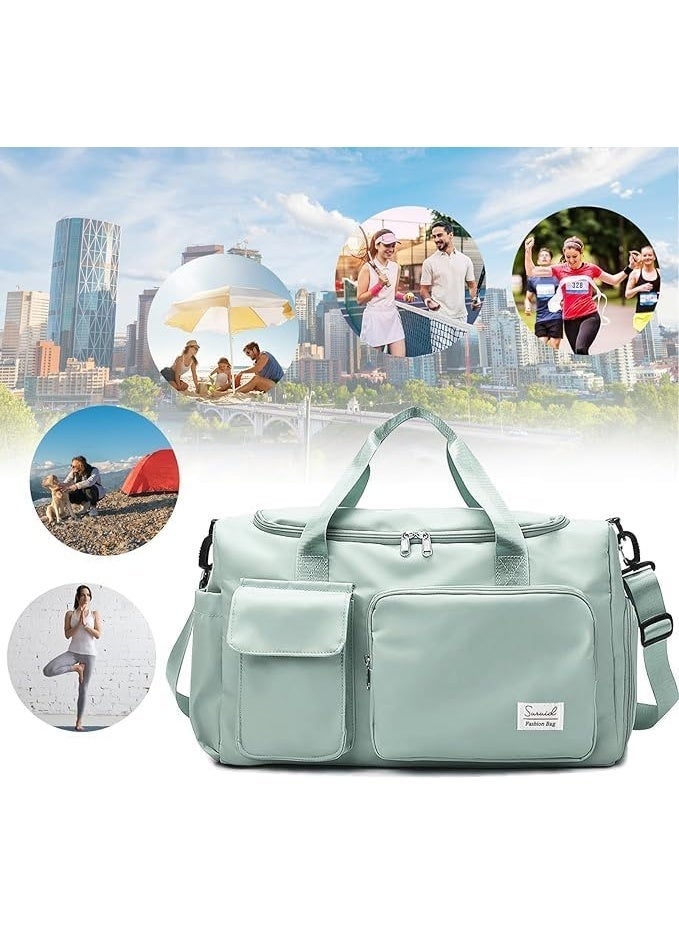 Waterproof Gym & Travel Duffel Bag | Sports Bag with Shoe Compartment & Wet Pocket for Fitness, Travel & Weekend Trips (Mint Green) - Image 3