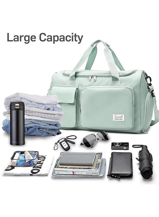 Waterproof Gym & Travel Duffel Bag | Sports Bag with Shoe Compartment & Wet Pocket for Fitness, Travel & Weekend Trips (Mint Green) - Image 4