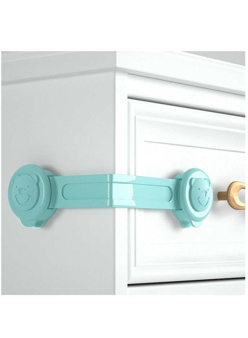 Drawer Lock Secure Lock Cabinet Door Anti-open Baby Protection Against Pinch Blue 3 Pcs - Image 1