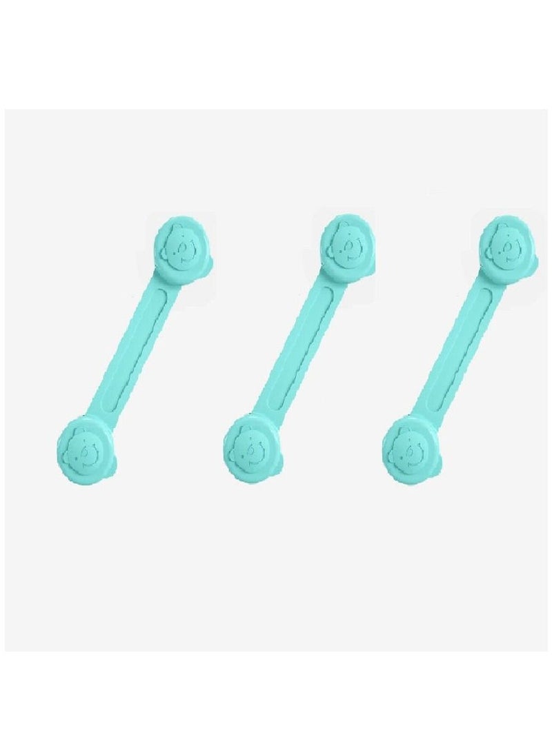 Drawer Lock Secure Lock Cabinet Door Anti-open Baby Protection Against Pinch Blue 3 Pcs - Image 4