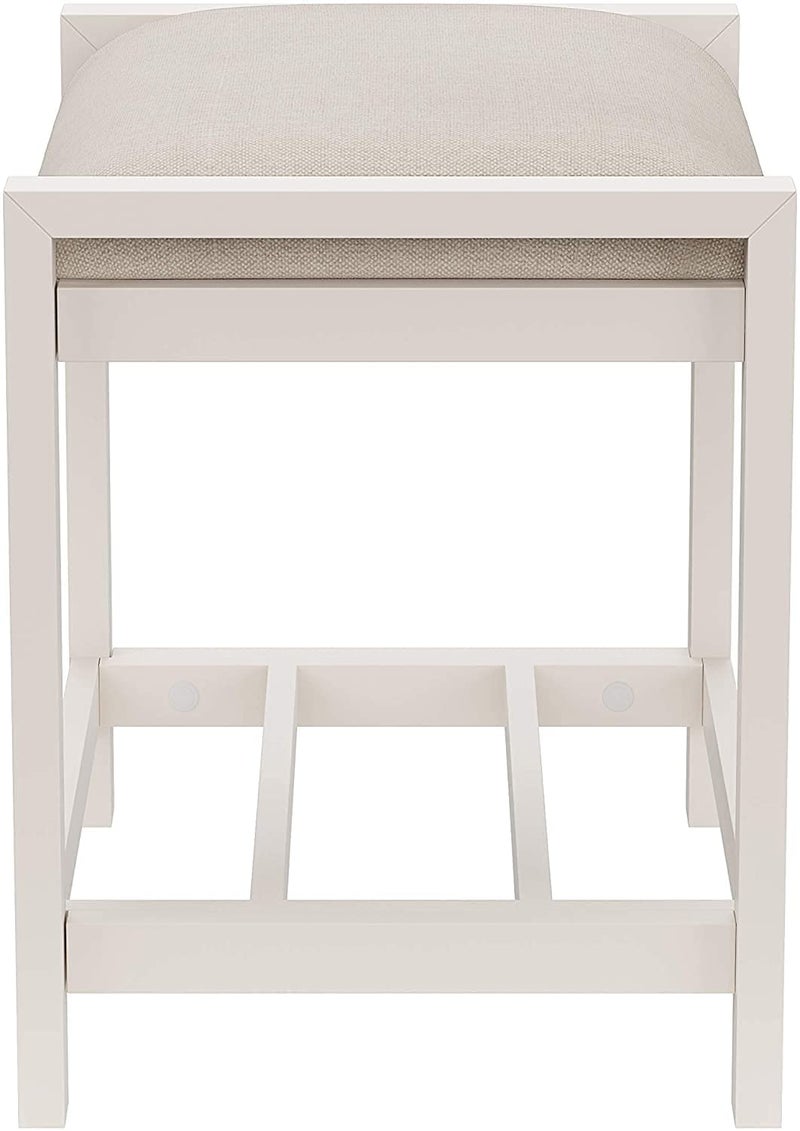 INDIAN DECOR INDIAN DECOR 37051 Large Vanity Stool with Metal Legs Cushion Vanity Chair Dressing Makup Stool Bench Vanity Seat for Bedroom Living Room Bathroom Ottoman for Women Girl Mom Mother White  - Image 4