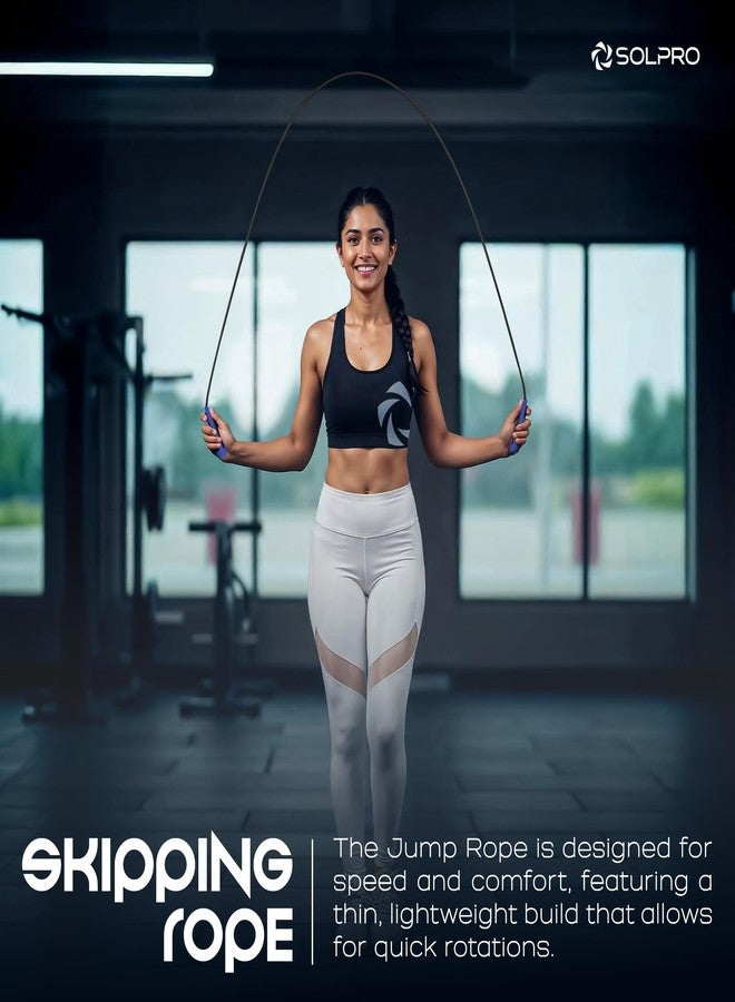 Solpro Aero Adjustable Jump Rope Skipping Rope for men, women, kids, boys, girls | Unisex, Tangle-Free, Durable, Ideal for fitness, cardio, agility & home workouts (Blue/Black) - Image 2