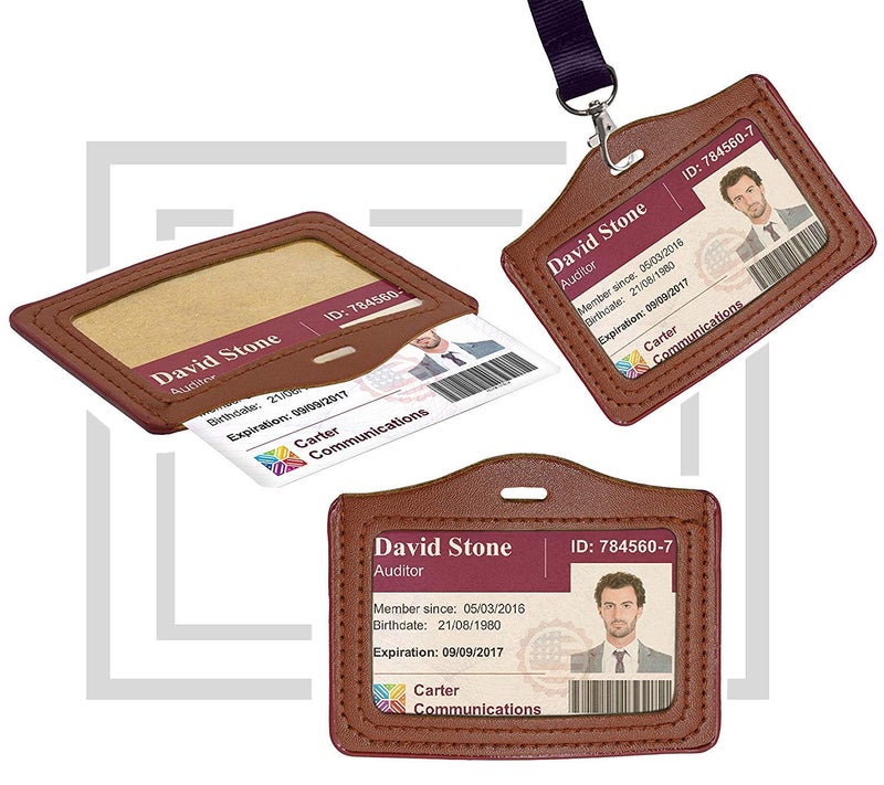 WeKonnect; PU Leather Clear ID Window ID Badge Holder | Horizontal ID Card Holder for Office, Colleges and Schools (Horizontal - Pack of 5) - Image 4